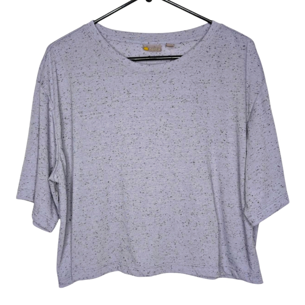 Zella Women's Light Purple Speckled Short Sleeve Cropped Athletic Top Size XL